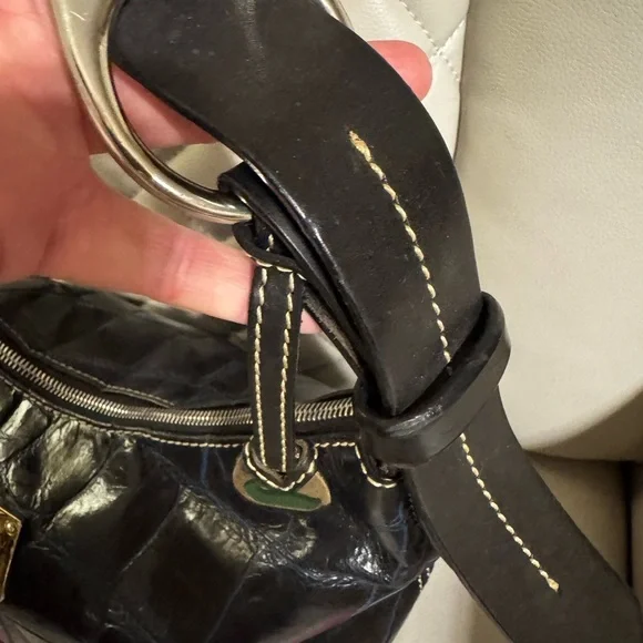 Dooney & Bourke Navy Blue Croc-Embossed Women's Bag - Picture 3 of 10